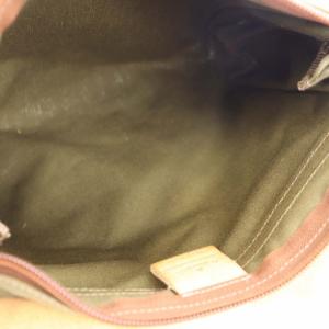 IL BISONTE ショルダーバッグ キャンバス×レザー カーキ ブラウン