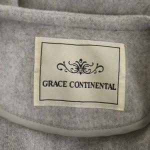 GRACE CONTINENTAL ファーカフスベルテッドカーディガン 長袖 Vネック ロング ウール 36 グレー