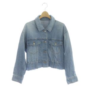 19SS ギャザーフリルGジャン デニムジャケット カットオフ ドロストリング 36 青 ブルー