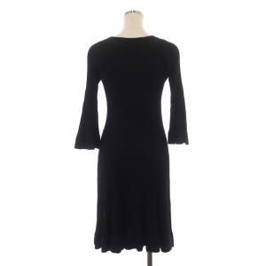 EPOCA ワンピース リブニット タイト ラウンドネック ベルスリーブ ストレッチ ひざ丈 40 ブラック