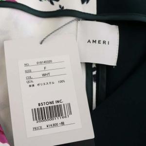 Ameri VINTAGE LUCY UNBALANCE TOP カットソー 七分袖 プルオーバー 花柄 Vネック F ホワイト