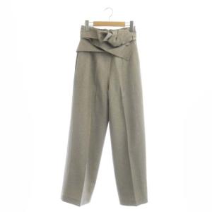 ウエストリボンバギーパンツ セミワイド ストレート S ライトブラウン