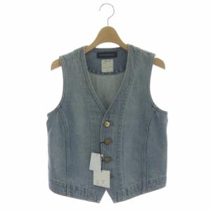 デニム ベスト ジレ コットン 01 青 ブルー