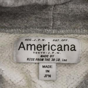 AMERICANA ロゴプリントパーカー スウェット プルオーバー フード 裏起毛 長袖 M グレー ブラック