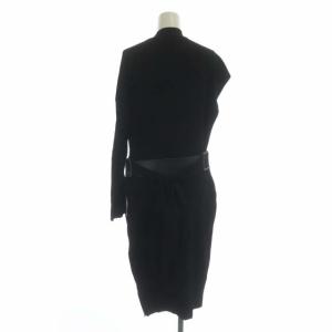 ADORE ストレッチレーヨンアシメトリーニットプルオーバー カットソー 長袖 ノースリーブ リブ 38 黒 ブラック