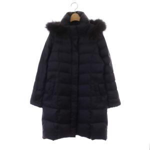 シレータフタ ロングダウンコート アウター フード付き ラクーンファー 38 ネイビー