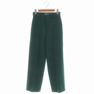 21AW トリアセダルクロス ワイドタック パンツ ストレート ジップフライ ストレッチ 38 グリーン