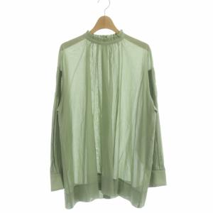 VINGT-TROISARRONDISSEMENTS 22SS シアーコットンボイルフリルブラウス 長袖 フリルスタンドカラー