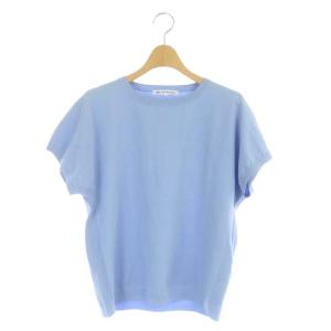 22SS ストレッチ プルオーバー ニット カットソー フレンチスリーブ 38 ブルー 青