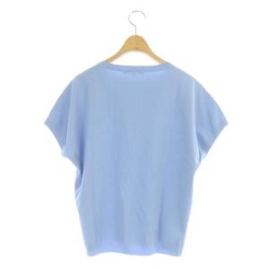 23区 22SS ストレッチ プルオーバー ニット カットソー フレンチスリーブ 38 ブルー 青