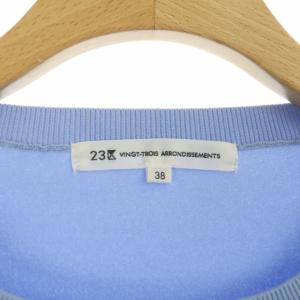 23区 22SS ストレッチ プルオーバー ニット カットソー フレンチスリーブ 38 ブルー 青