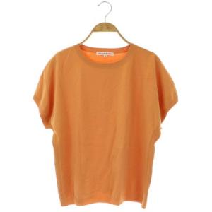 22SS レーヨンポリエステルストレッチプルオーバー ニット カットソー 半袖 クルーネック 38 オレンジ色