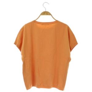 23区 22SS レーヨンポリエステルストレッチプルオーバー ニット カットソー 半袖 クルーネック 38 オレンジ色