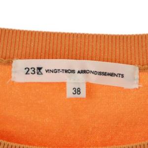 23区 22SS レーヨンポリエステルストレッチプルオーバー ニット カットソー 半袖 クルーネック 38 オレンジ色