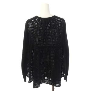 sacai luck カーディガン 長袖 ニット レース 切替 クルーネック 丸首 1 ブラック