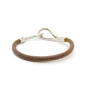 HERMES ジャンボブレスレット レザー 茶 ブラウン