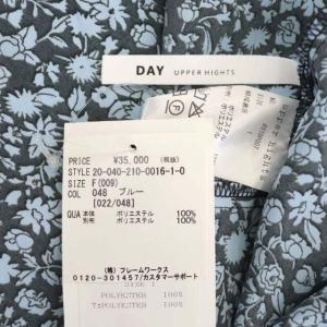 upper hights DAY upper hights 花柄 カシュクール ワンピース Vネック 長袖 ロング フレア バックリボン 1 水色 黒
