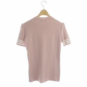 BORDERS at BALCONY SUMMER PEARL KNIT ニット カットソー 半袖 袖ボーダー 36 ピンク 白 ホワイト