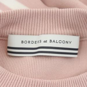 BORDERS at BALCONY SUMMER PEARL KNIT ニット カットソー 半袖 袖ボーダー 36 ピンク 白 ホワイト