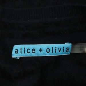 alice + olivia バックジップニットワンピース 膝丈 長袖 タイト S/P 黒 ブラック