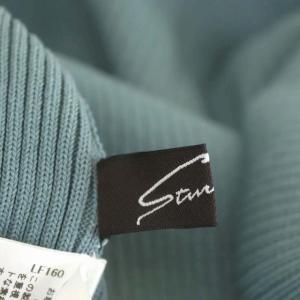 STUNNING LURE 21AW ニットドッキングブラウス リブニット カットソー ハイネック シアー ストレッチ 長袖 M ブルー
