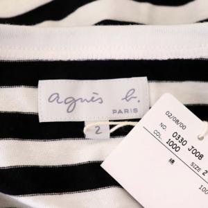 agnes b. ボーダー 長袖カットソー Tシャツ 2 白 黒 ホワイト ブラック