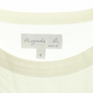 agnes b. ロゴプリントカットソー ロンT Tシャツ 長袖 クルーネック 1 オフホワイト 黒 ブラック