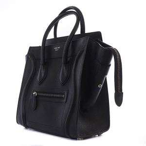 CELINE ラゲージ マイクロショッパー ハンドバッグ レザー 黒