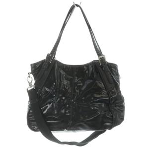 TOD'S エナメル ハンドバッグ ショルダーバッグ 2way ロゴ 黒 ブラック