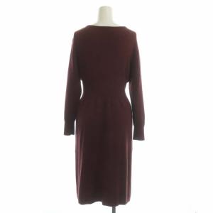 23区 vingt-trois ワンピース ニット 長袖 クルーネック レースアップ 32 ボルドー