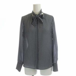 Paul Stuart セットアップ 2点セット ブラウス 長袖 フレアスカート ひざ丈 4 ネイビー ホワイト