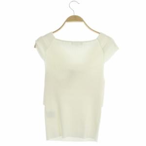 EPOCA リブニット カットソー キャップスリーブ プルオーバー フロントデザイン 40 白 ホワイト