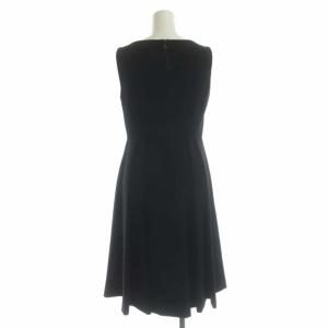 TO BE CHIC ノースリーブフレアワンピース 膝丈 タック スクエアネック 38 ブラック