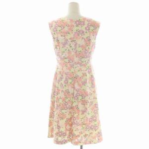 TOCCA SEA BUTTERFLY ドレス 花刺繍ワンピース ひざ丈 ノースリーブ 2 クリーム ピンク ラベンダー