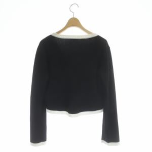 TO BE CHIC ニット ボレロ カーディガン 長袖 ビーズ付き Vネック 42 ブラック ホワイト