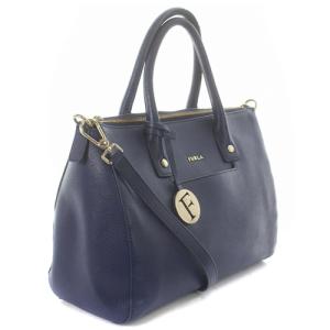 FURLA ショルダーバッグ ハンドバッグ 2way ロゴ レザー ネイビー