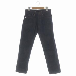 SLIM STRAGHT D/DENIM デニムパンツ ジーンズ ストレート ボタンフライ セルビッチ 02 紺 ネイビー