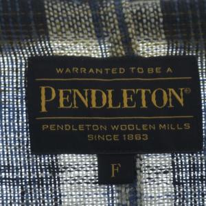 PENDLETON リネン チェック ジャケット ショールカラー F ブルー オフホワイト カーキ