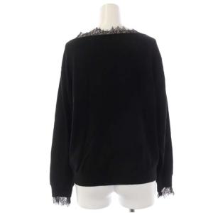 CELFORD 20AW レース刺繍ニットプルオーバー カットソー 長袖 Vネック ウール混 38 ブラック
