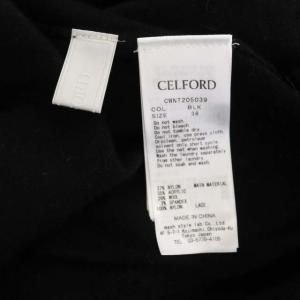 CELFORD 20AW レース刺繍ニットプルオーバー カットソー 長袖 Vネック ウール混 38 ブラック