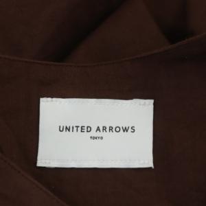 UNITED ARROWS UWCS コットンボイルティアードワンピース Vネック フレア ロング ノースリーブ 38 茶 ブラウン