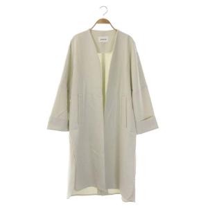 20SS コート ダブルクロス スリット ノーカラー 36 オフホワイト