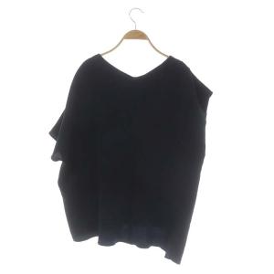 ENFOLD ブラウス Vネック フレンチスリーブ 変形 38 紺 ネイビー