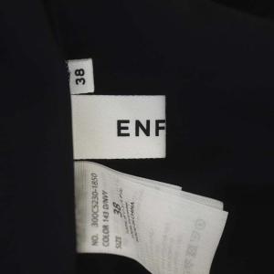 ENFOLD ブラウス Vネック フレンチスリーブ 変形 38 紺 ネイビー