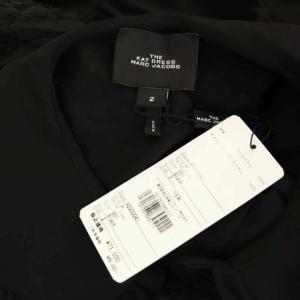 MARC JACOBS THE KAT DRESS パフスリーブ シースルー ワンピース ラウンドカラー 五分袖 ロング セミフレア 2 黒 ブラック
