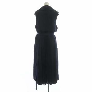 Diagram GRACE CONTINENTAL 20SS ロングトレンチベスト コート ロング プリーツ ベルト付き 36 紺 ネイビー