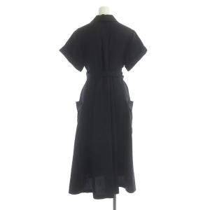 Grace Class 19SS リネンタッチラップワンピース ロング 半袖 ベルト付 36 黒 ブラック