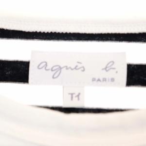 agnes b. ボーダー長袖カットソー Tシャツ ロンT プルオーバー T1 黒 白 ブラック ホワイト