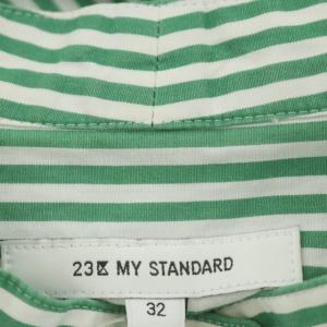 23区 MY STANDARD 22SS CANCLINIチュニックシャツ ストライプ グリーン ホワイト