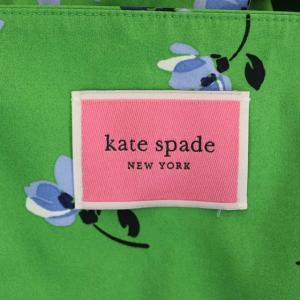 kate spade new york フラワー ワンピース フレンチスリーブ ロング フレア 花柄 リボンベルト付き 2 緑 青 白 紺